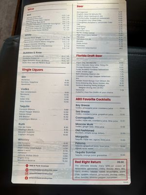 Menu photo 6 Atlantic Beer & Oyster Winter Park, FL