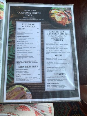 Menu photo 1 Customs House Hotel Williamstown, VIC Menu photo 1 Customs House Hotel Williamstown, VIC