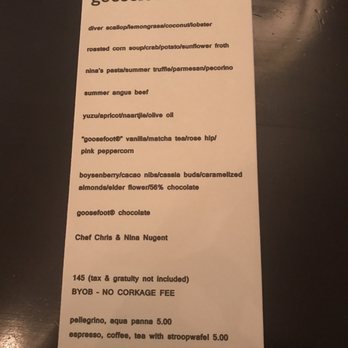Goosefoot - Menu - New American Near Me - Chicago, Illinois