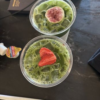 Laymoon Cafe - Upside Down Strawberry Matcha (iced) and Caramelized Fig & Vanilla Matcha (iced) - Coffee & Tea Near Me - Tempe, Arizona Laymoon Cafe - Upside Down Strawberry Matcha (iced) and Caramelized Fig & Vanilla Matcha (iced) - Coffee & Tea Near Me - Tempe, Arizona