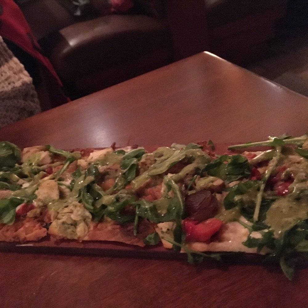 Seasons 52 - Garlic pesto chicken flatbread. - New American Near Me - Mclean, Virginia Seasons 52 - Garlic pesto chicken flatbread. - New American Near Me - Mclean, Virginia