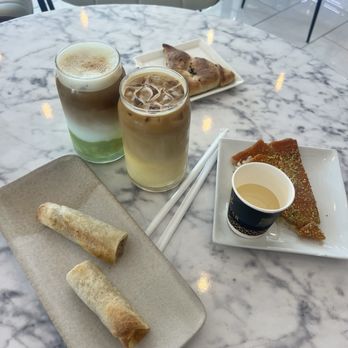 Milyar Coffee - Pistachio latte, saffron latte, kanafe pastry, chicken roll, zaatar and cheese pastry - Coffee & Tea Near Me - Santa Clara, California Milyar Coffee - Pistachio latte, saffron latte, kanafe pastry, chicken roll, zaatar and cheese pastry - Coffee & Tea Near Me - Santa Clara, California