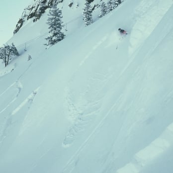 Skyline Bear Valley Resort - Patrolman Chris Oddo takes the big ride on Bronco Cliffs, 1978. - Ski Resorts Near Me - Bear Valley, California