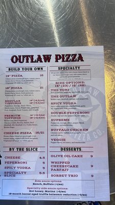Menu photo 2 Outlaw Pizza Austin, TX Menu photo 2 Outlaw Pizza Austin, TX