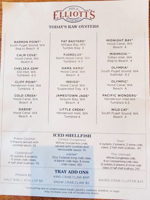 Menu photo 5 Elliott's Oyster House Seattle, WA