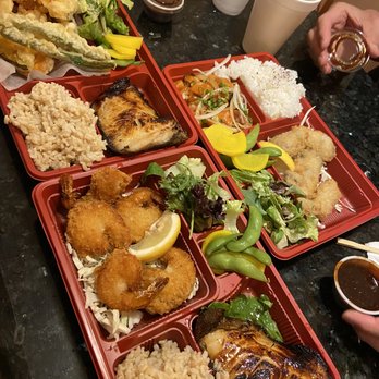 Teishoku - Upper Left Corner: Combination- Butterfish, Vegetable Tempura, Brown Rice Right: Combination-Poke, Fried Oysters, Sushi Rice - Japanese Near Me - Honolulu, Hawaii Teishoku - Upper Left Corner: Combination- Butterfish, Vegetable Tempura, Brown Rice Right: Combination-Poke, Fried Oysters, Sushi Rice - Japanese Near Me - Honolulu, Hawaii