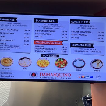 Damasquino - Menu - Middle Eastern Near Me - Glendora, California