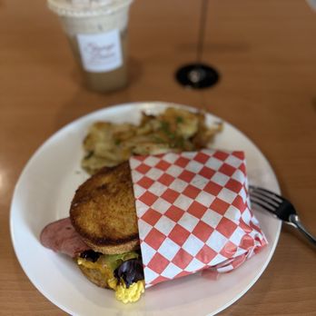 Strange Brews Coffee & Bites - Breakfast Sandwich +Turkey Bacon - Breakfast & Brunch Near Me - Buena Park, California