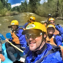 Pagosa Outside - Our boat in full swing. James is driving while Hunter and I were powering the nose.