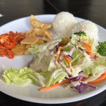 Oshio - Came with the bulgogi - kimchi, I think ManDu, 2 potstickers, salad, rice. - Korean Near Me - Chico, California