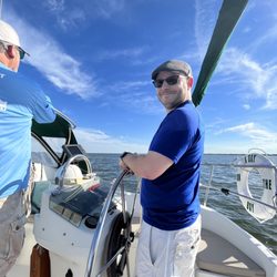 A Day On The Bay - Steering the boat