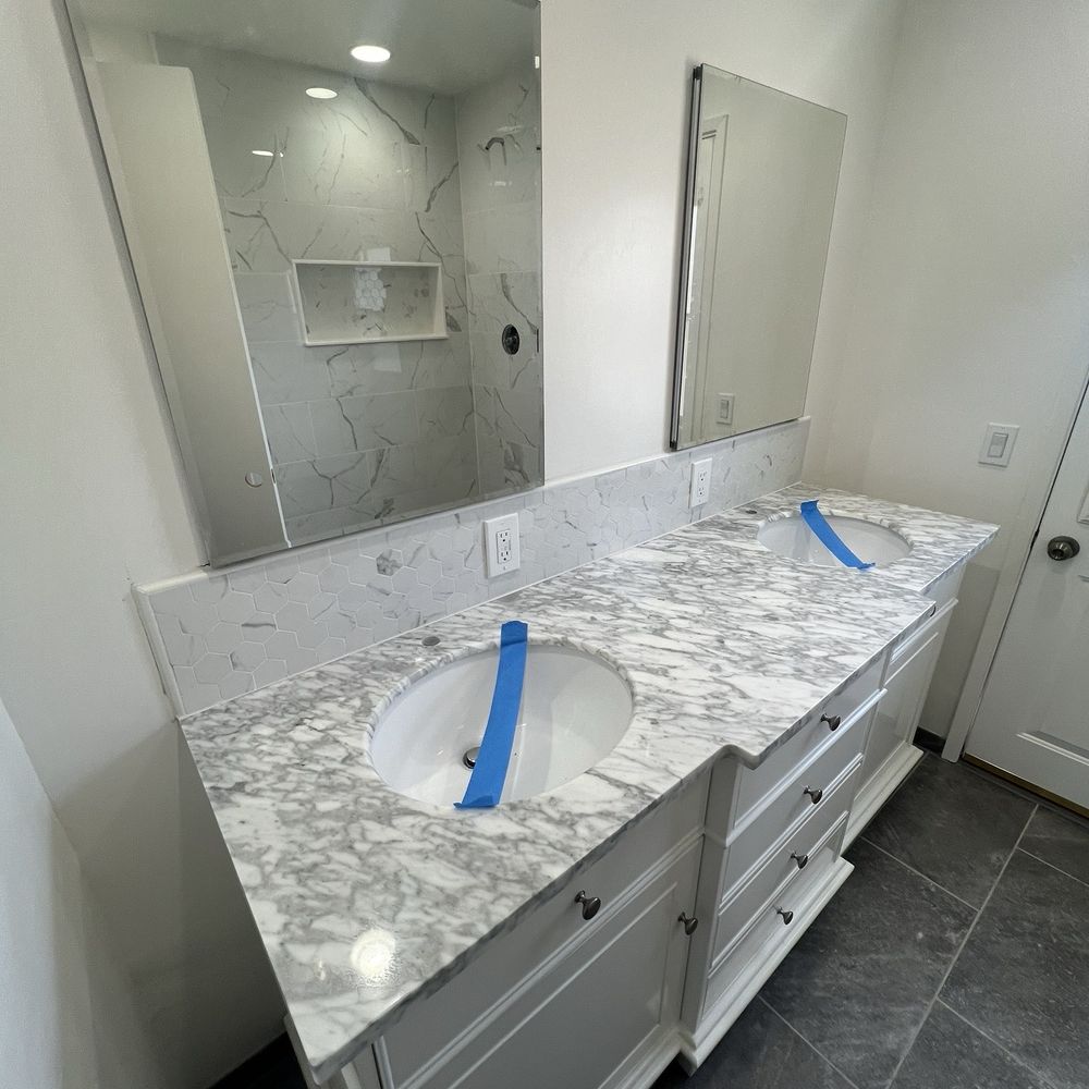 Freshly polished and sealed vanity top also replaced all the grout in the backsplash as well Freshly polished and sealed vanity top also replaced all the grout in the backsplash as well