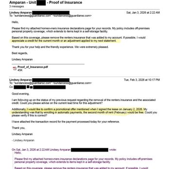Sundance Self Storage - Email between myself and Sundance Self Storage. - Self Storage Near Me - Buckeye, Arizona