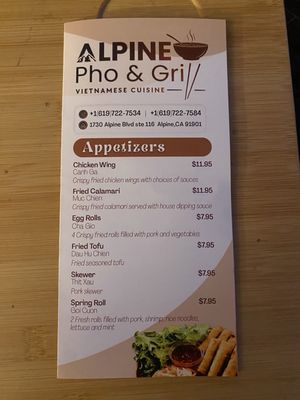 Menu photo 4 Alpine Pho & Grill Alpine, CA