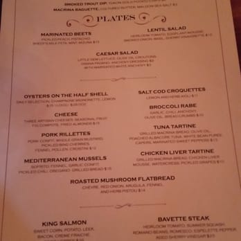 Zig Zag Cafe - One sided dinner menu. - New American Near Me - Seattle, Washington