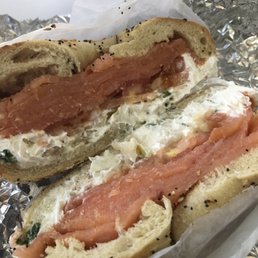 Toasted everything, scooped with scallion tofu spread, onions and tomatoes and packaged sliced lox. Toasted everything, scooped with scallion tofu spread, onions and tomatoes and packaged sliced lox.