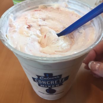 Culver's - Concrete vanilla with strawberries and almonds! So good! - Burgers Near Me - Lewisville, Texas Culver's - Concrete vanilla with strawberries and almonds! So good! - Burgers Near Me - Lewisville, Texas