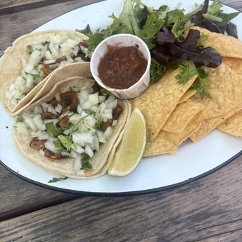 The Lodge - Vegetarian tacos with chips, salad salsa - New American Near Me - Fairfax, California The Lodge - Vegetarian tacos with chips, salad salsa - New American Near Me - Fairfax, California