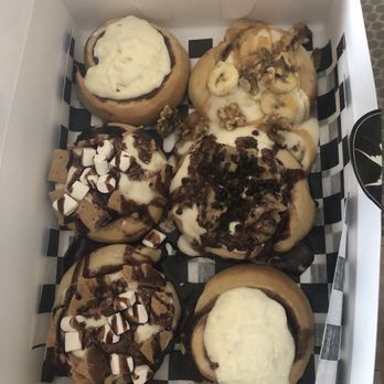 Cinnaholic - 2x s'more rolls, 2x old school rolls, one bananas foster, and one cookie monster - Bakeries Near Me - Gaithersburg, Maryland