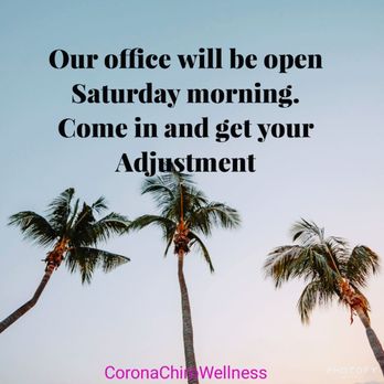 Corona Chiropractic & Wellness Center - Our office is open Saturdays. New patients are welcome.
Most insurances accepted - Chiropractors Near Me - Corona, California Corona Chiropractic & Wellness Center - Our office is open Saturdays. New patients are welcome.
Most insurances accepted - Chiropractors Near Me - Corona, California