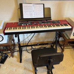 Elevated Audio - Nord Stage 4, Liquid Metal stand/accessories, Yamaha HS8 monitors.