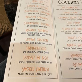 The Blind Finch - Menu - Speakeasies Near Me - Spring, Texas