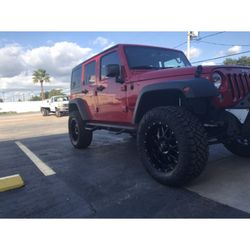Discount Hitch & Truck Accessories - Pic of my sons jeep. Was in last week for my Ranch Hand grill guard and bumper. Its like a candy store in here!