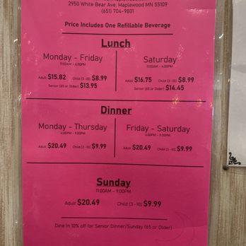 Great Moon Buffet - Buffet prices, July 2023. Weekdays $15.82 lunch, $20.49 dinner, which has more shrimp dishes. - Chinese Near Me - Saint Paul, Minnesota