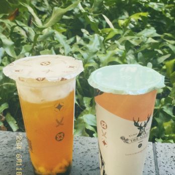 The Alley - passion fruit green tea w cheese cold foam + strawberry green tea - Bubble Tea Near Me - Honolulu, Hawaii
