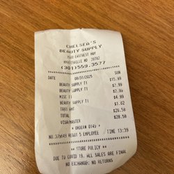 Chelsea's Beauty Supply - This was for hair gel, combs, and lip liner little stuff. They should be ashamed.