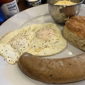 Cafe Fleur De Lis - Fried eggs with hot butter biscuit with sausage - Coffee & Tea Near Me - New Orleans, Louisiana Cafe Fleur De Lis - Fried eggs with hot butter biscuit with sausage - Coffee & Tea Near Me - New Orleans, Louisiana