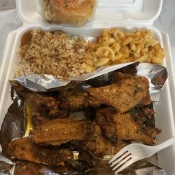 Tasties 302 - Lemon pepper wings, Mac & Cheese, with rice and gravy.