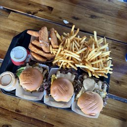 Double Oklahoma Wagyu, SAUCE Space Jam, seasoned fries, Mozzarella MoonSticks, onion rings Double Oklahoma Wagyu, SAUCE Space Jam, seasoned fries, Mozzarella MoonSticks, onion rings