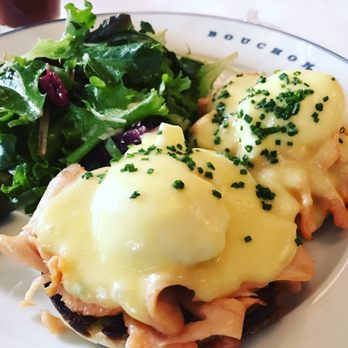 Bouchon - smoked salmon eggs benedict with salad dressed in white wine vinaigrette - French Near Me - Las Vegas, Nevada Bouchon - smoked salmon eggs benedict with salad dressed in white wine vinaigrette - French Near Me - Las Vegas, Nevada