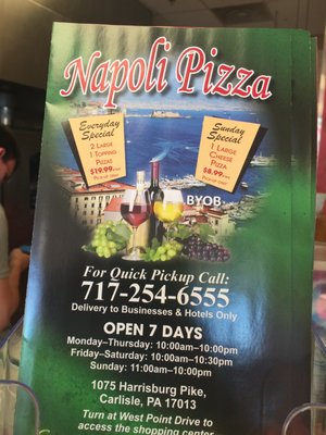 Menu photo 1 Napoli Pizza Carlisle, PA Menu photo 1 Napoli Pizza Carlisle, PA