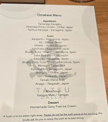 Menu photo 1 Tatsu Dallas Dallas, TX