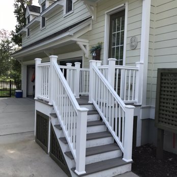 Lowcountry Handy Pros - Newly installed Azec composite post covers, caps, handrails, spindles and stair tread's. - Handyman Near Me Lowcountry Handy Pros - Newly installed Azec composite post covers, caps, handrails, spindles and stair tread's. - Handyman Near Me