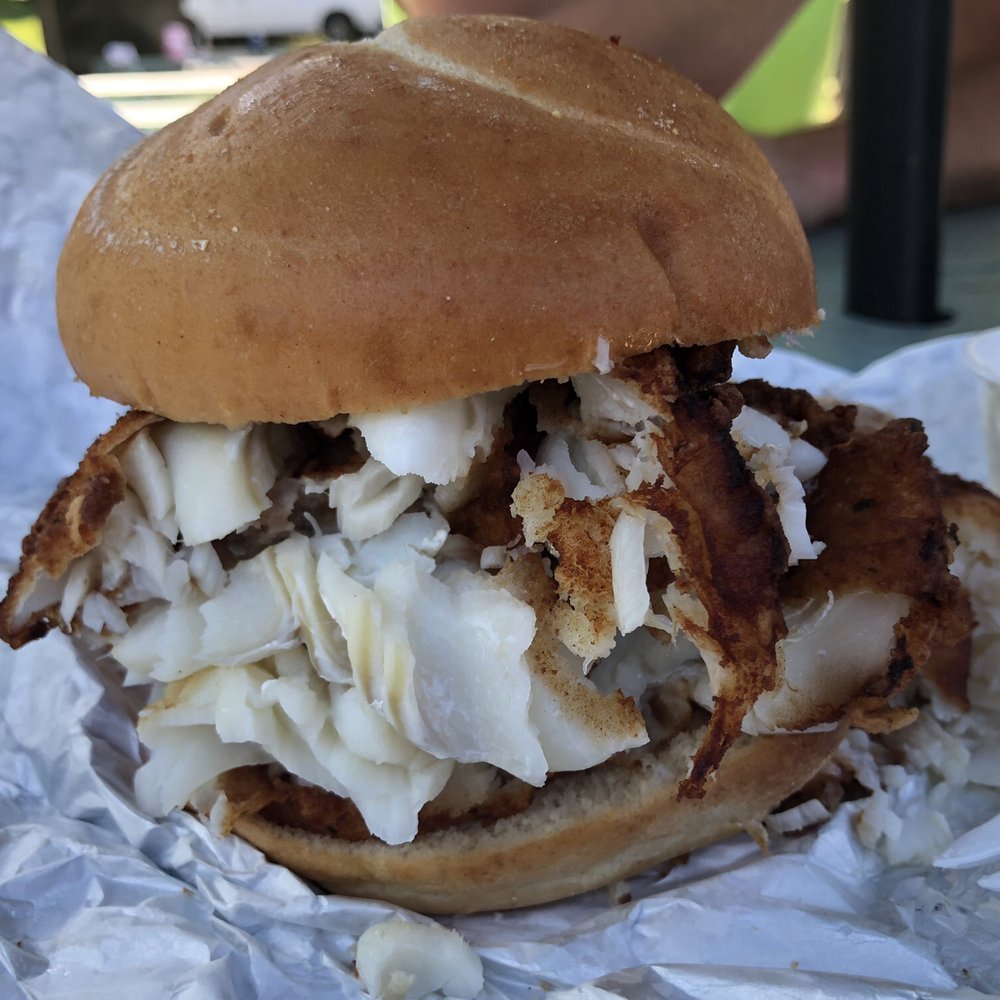 Bet's Fish Fry - "Small" fish sandwich.....so delicious! - Seafood Near Me - Boothbay, Maine Bet's Fish Fry - "Small" fish sandwich.....so delicious! - Seafood Near Me - Boothbay, Maine