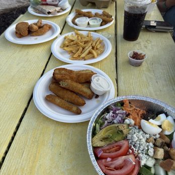 Carousel Park  - Cobb salad, fried zucchini, fried pickles, French fries, and quesadilla - Amusement Parks Near Me - Beach Lake, Pennsylvania