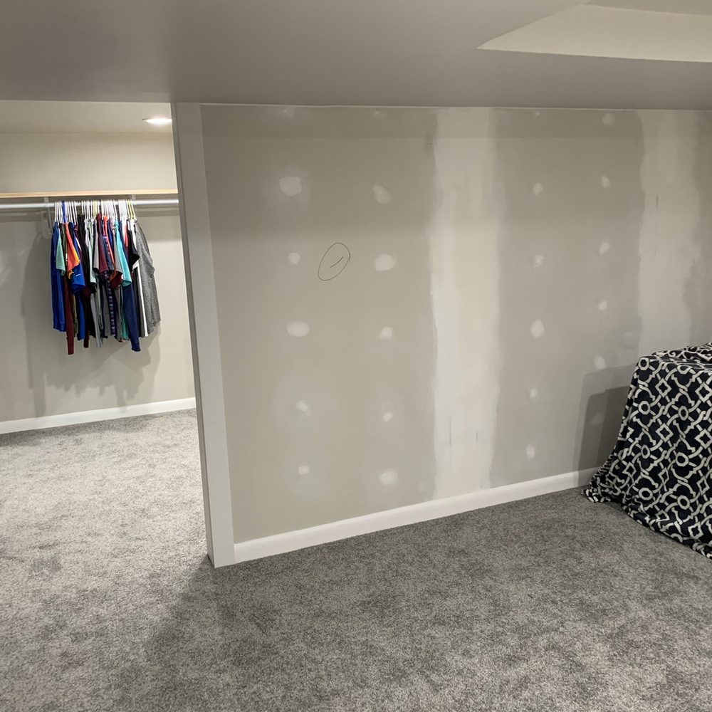 Denver Remodels - New wall partitioning bedroom, and custom closet shelving. Note we asked him to leave it prepped for us to paint to save a few dollars - General Contractors Near Me
