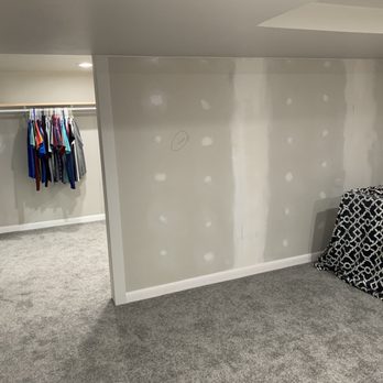 Denver Remodels - New wall partitioning bedroom, and custom closet shelving. Note we asked him to leave it prepped for us to paint to save a few dollars - General Contractors Near Me