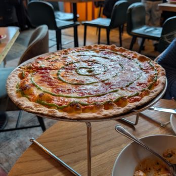 Mt Rubirosa - Tye-dye pizza with pesto drizzle - Italian Near Me - Aspen, Colorado Mt Rubirosa - Tye-dye pizza with pesto drizzle - Italian Near Me - Aspen, Colorado