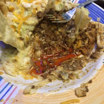 Ta Molly's - A sad, soggy Taco Salad. My sister's excuse of taco salad had a pool of grease you could see from Mars. Completely inedible as shown. - Mexican Near Me - Bossier City, Louisiana Ta Molly's - A sad, soggy Taco Salad. My sister's excuse of taco salad had a pool of grease you could see from Mars. Completely inedible as shown. - Mexican Near Me - Bossier City, Louisiana