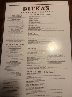 Menu photo 2 Ditka's Oakbrook Oakbrook Terrace, IL