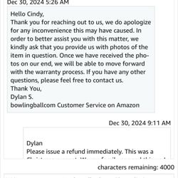 Bowlingball.com - BOWLINGBALL.COM 1st response thru Amazon to me