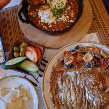 Eggstatic - Shakshuka on the top and pancakes - Breakfast & Brunch Near Me - Toronto, Ontario Eggstatic - Shakshuka on the top and pancakes - Breakfast & Brunch Near Me - Toronto, Ontario