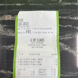 A-1 Dry Cleaners - Ticket of lost item!!