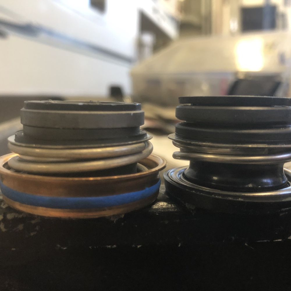 CryoHeat - New water pump seal on left that I replaced, CRYO heat failed seal on right. - Transmission Repair Near Me - Oceanside, California CryoHeat - New water pump seal on left that I replaced, CRYO heat failed seal on right. - Transmission Repair Near Me - Oceanside, California