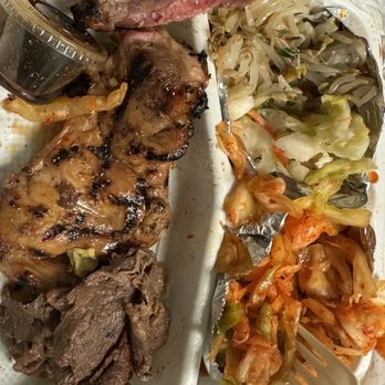 Soon's Kal Bi BBQ - Chicken Combo with teriyaki beef, no rice. All veggies & kimchi. - Korean Near Me - Honolulu, Hawaii