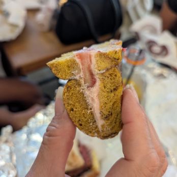Tompkins Square Bagels - 2nd Ave - The French toast bagel with strawberry cream cheese - Bagels Near Me - New York, New York Tompkins Square Bagels - 2nd Ave - The French toast bagel with strawberry cream cheese - Bagels Near Me - New York, New York